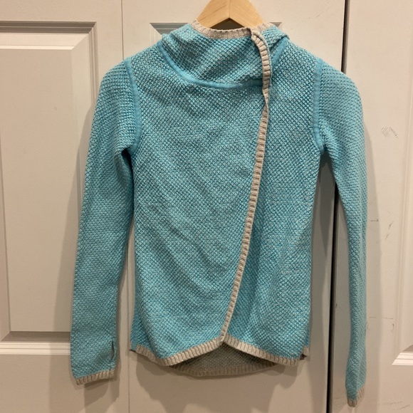 Ivivva Aqua/Light Blue & Light Grey Knit Hooded Sweater - Picture 1 of 7